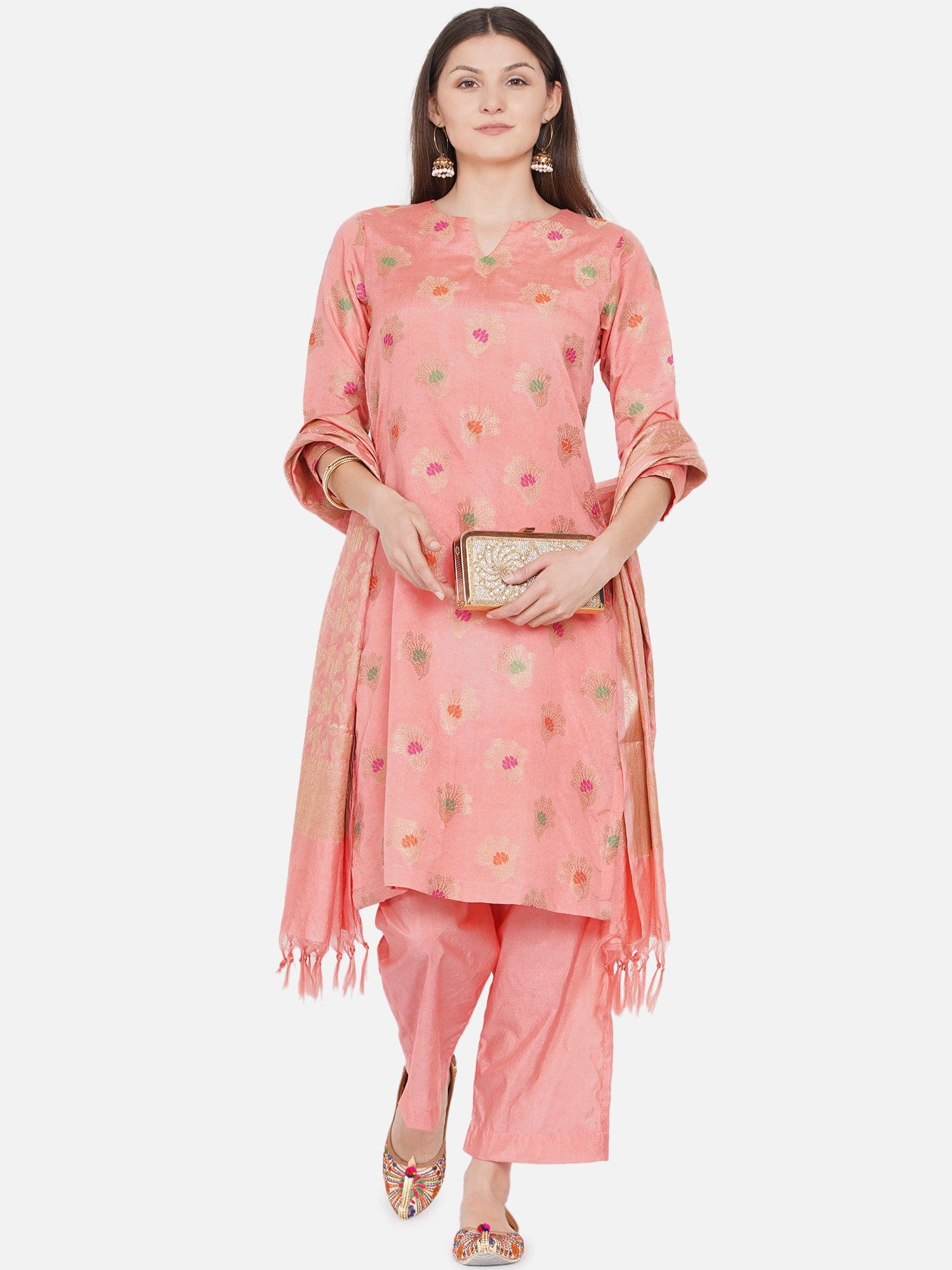 Shop Amber yellow banarasi kurta and pants with dupatta - set of three |  The Secret Label | Kurti styles, Fashion, Designer punjabi suits